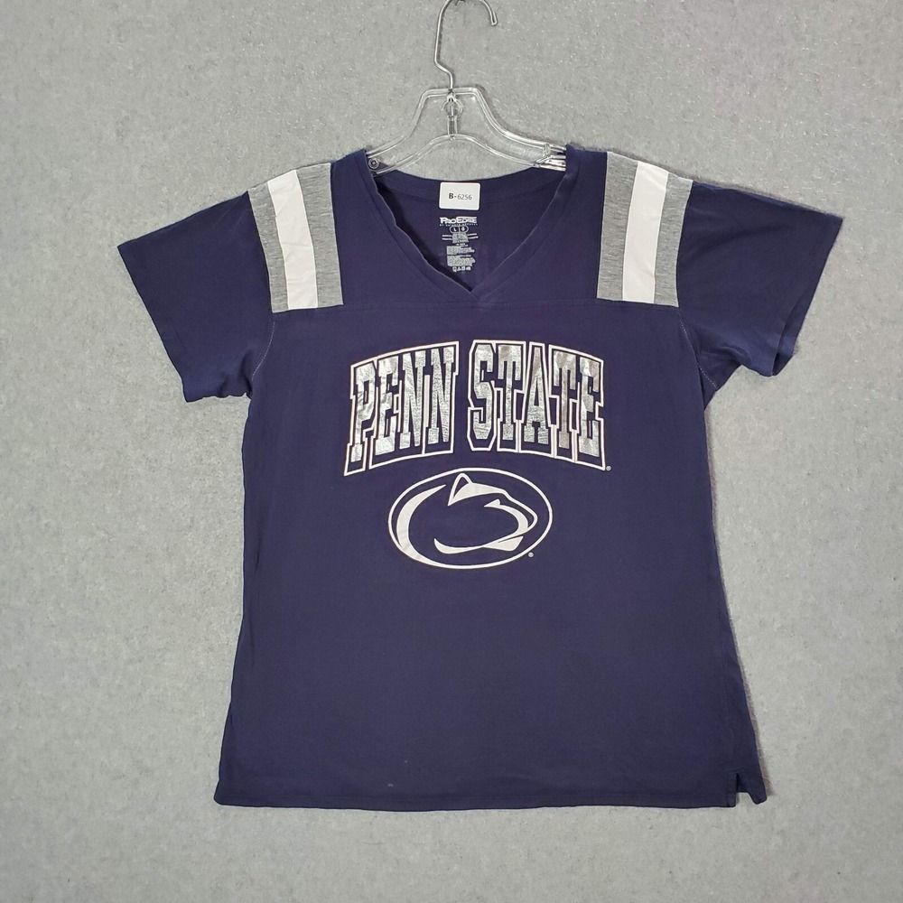 Penn State Women Top Large Blue Shirt V Neck Logo ProEdge Tee READ